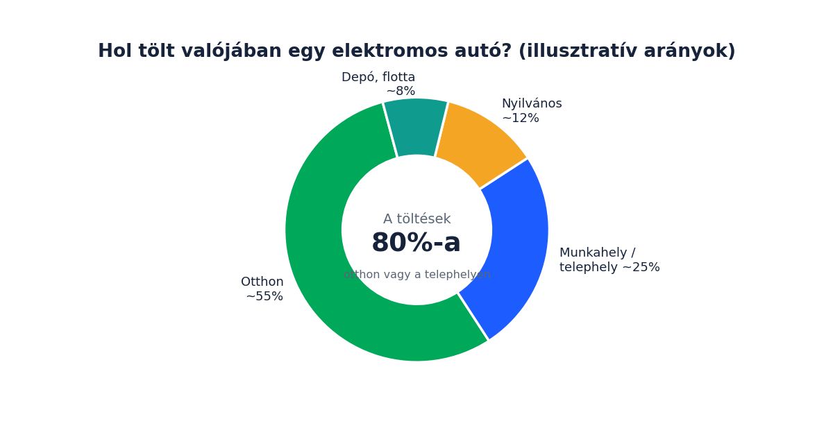 Hol tölt valójában egy elektromos autó: a töltések mintegy 80 százaléka otthon vagy a telephelyen történik